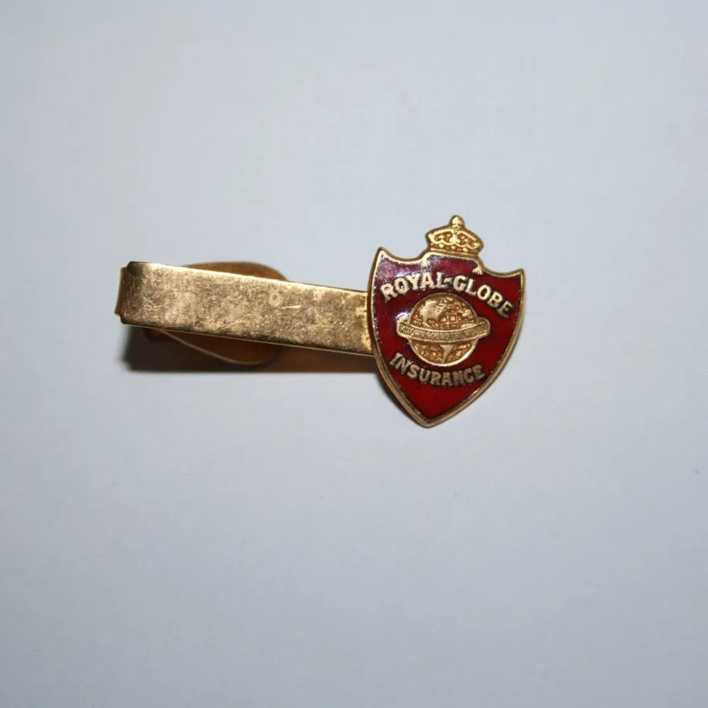 🟡🏛️ Gold “Royal Globe Insurance” Tie Clip · 1 3/8